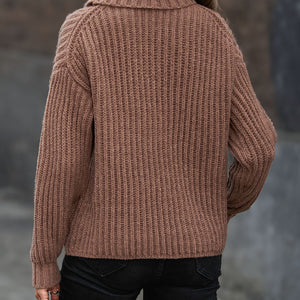 Turtleneck Rib-Knit Sweater