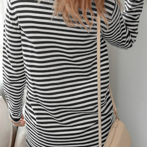 Striped Open Front Long Sleeve Cardigan