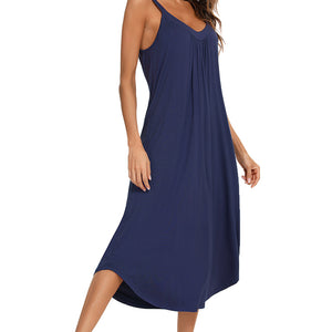 V-Neck Midi Lounge Dress