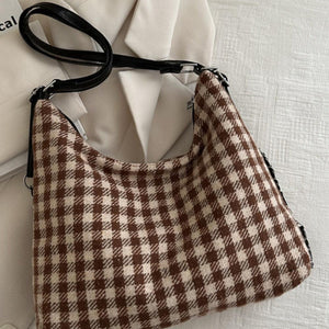 Plaid Adjustable Strap Handbag