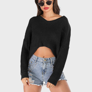 Perfee V-Neck Long Sleeve Sweater