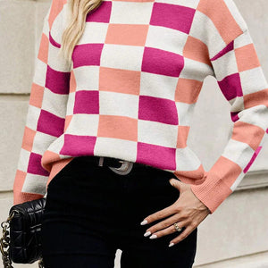 Color Block Round Neck Sweater