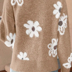 Flower Button Up Long Sleeve Cardigan