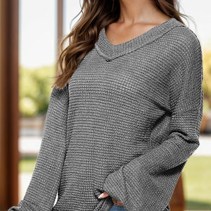 Dropped Shoulder Long Sleeve Knit Top