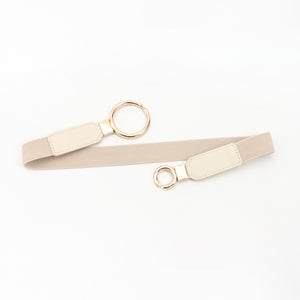 Double Ring Buckle Elastic PU Belt