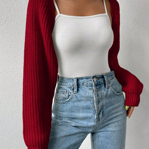 Honey Open Front Long Sleeve Cropped Cardigan