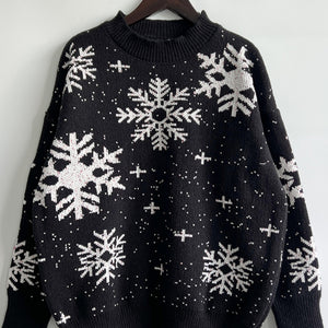 Snowflake Pattern Dropped Shoulder Sweater