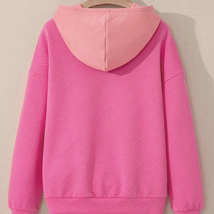 Drawstring Color Block Long Sleeve Hoodie