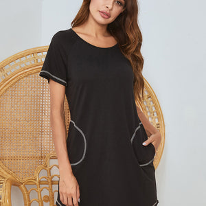 Round Neck Short Sleeve Lounge Dress