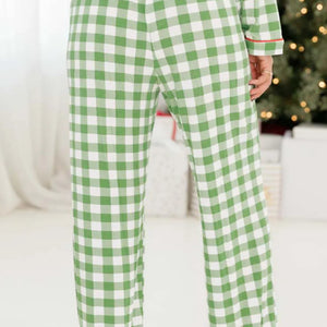 Contrast Piping Plaid Top and Pants Lounge Set