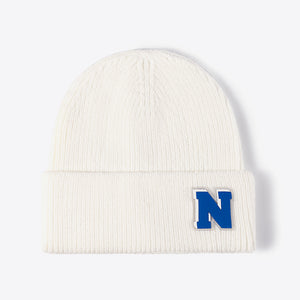 Letter N Patch Cuffed Knit Beanie