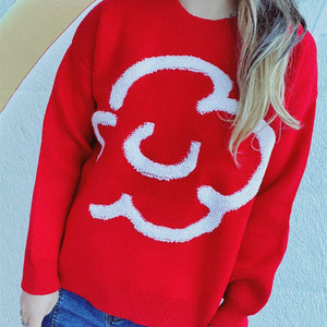 Contrast Round Neck Long Sleeve Sweater