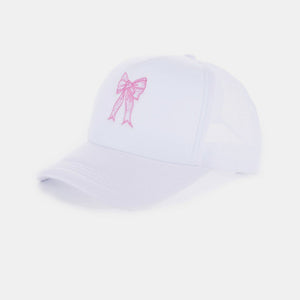 Zenana Ribbon Bow Embroidery Trucker Hat