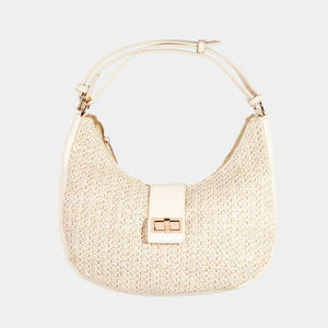 Fame Straw Braid Hobo Bag