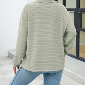 Textured Quarter Zip Long Sleeve Sweatshirt