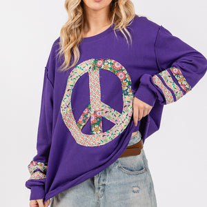 SAGE+FIG Peace Applique Patch Long Sleeve Top