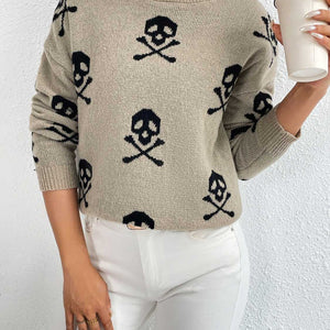 Patterned Drop Shoulder Sweater