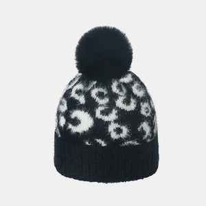 Leopard Hat with Pompom