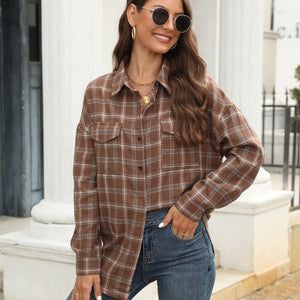 Full Size Plaid Button Up Pocketed Shirt