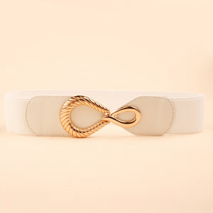 Ribbed Alloy Buckle Elastic Belt