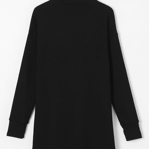 Pocketed Open Front Long Sleeve Cardigan