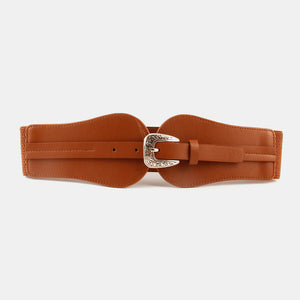 Wide Elastic Belt with Alloy Buckle