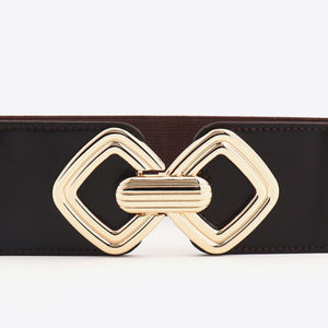 Geometric Buckle Elastic Wide Belt