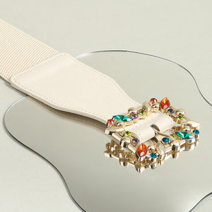 Multicolored Leaf Buckle Elastic Belt