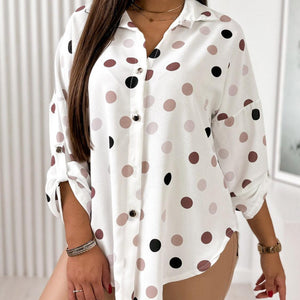 Printed Collared Neck Roll-Tab Sleeve Shirt