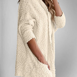 Double Take Pocketed Open Front Long Sleeve Cardigan