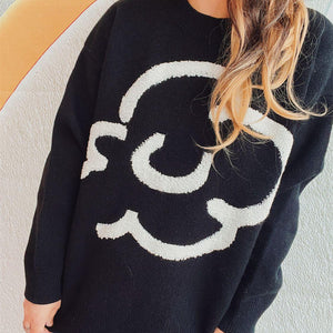 Contrast Round Neck Long Sleeve Sweater