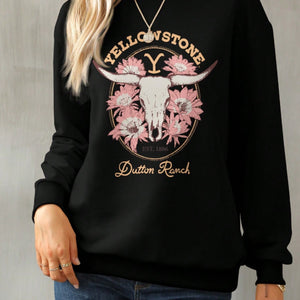 Graphic Round Neck Long Sleeve Sweatshirt