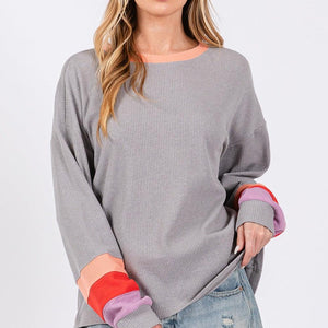 SAGE + FIG Color Block Waffle Knit T-Shirt