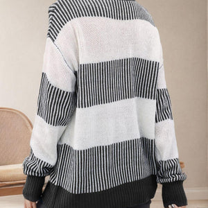 Striped Round Neck Long Sleeve Sweater