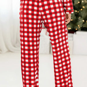 Contrast Piping Plaid Top and Pants Lounge Set