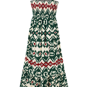 Smocked Printed Square Neck Sleeveless Dress