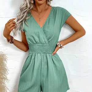 Tied Surplice Short Sleeve Romper