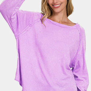 Zenana Round Neck Thumbhole Long Sleeve T-Shirt