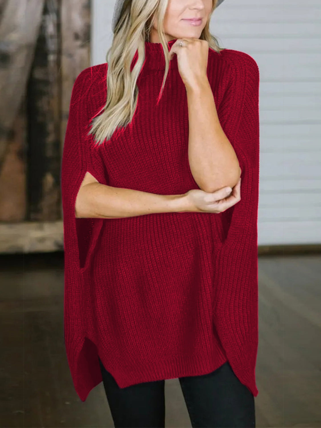 Turtleneck Slit Sweater