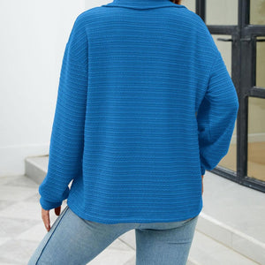 Textured Quarter Zip Long Sleeve Sweatshirt