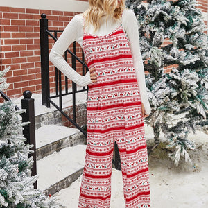 Shiny Christmas Color Contrast Wide-Legged Jumpsuit