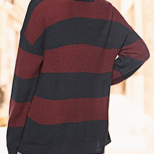 Striped Turtleneck Long Sleeve Sweater