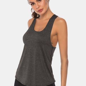 Full Size Scoop Neck Wide Strap Active Tank