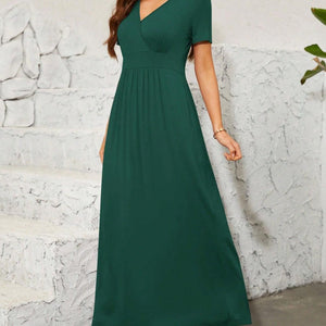 Surplice Short Sleeve Maxi Dress