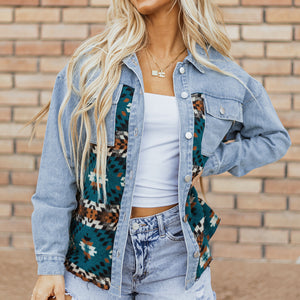 Pocketed Button Up Long Sleeve Denim Jacket