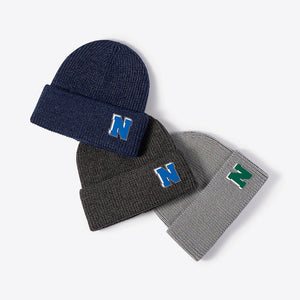 Letter N Patch Cuffed Knit Beanie