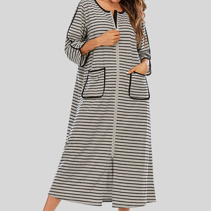 Round Neck Three-Quarter Sleeve Midi Night Dress