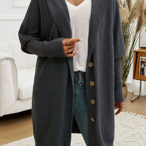 Devine Button Up Long Sleeve Hooded Cardigan