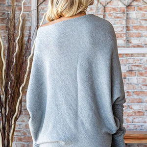 First Love Full Size Asymmetrical Hem Dolman Sleeve Sweater