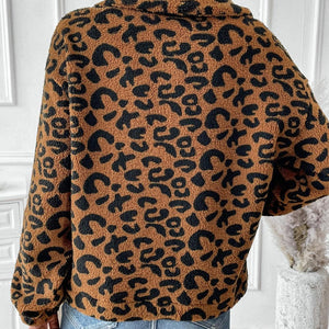 Leopard Half Zip Long Sleeve Sweatshirt